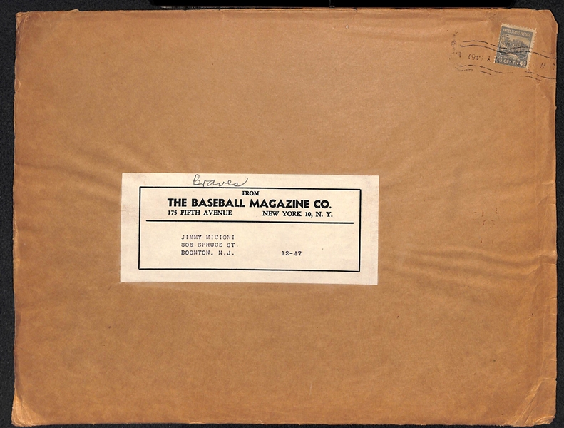 (7) c1940s M113 and/or M114 Baseball Magazine Boston Braves Supplement Photos (w. Orginial Mailing Envelope) Inc. 1948 Team Photo