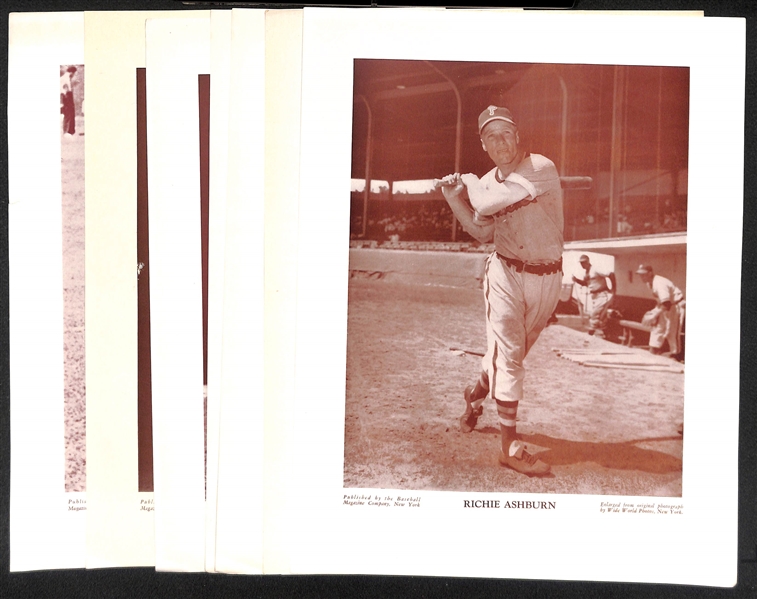 (7) c1940s M113 and/or M114 Baseball Magazine Phillies Photos w. Ashburn, Roberts, Ennis, Hamner, Arnovich, Mulcahy, Litwhiler