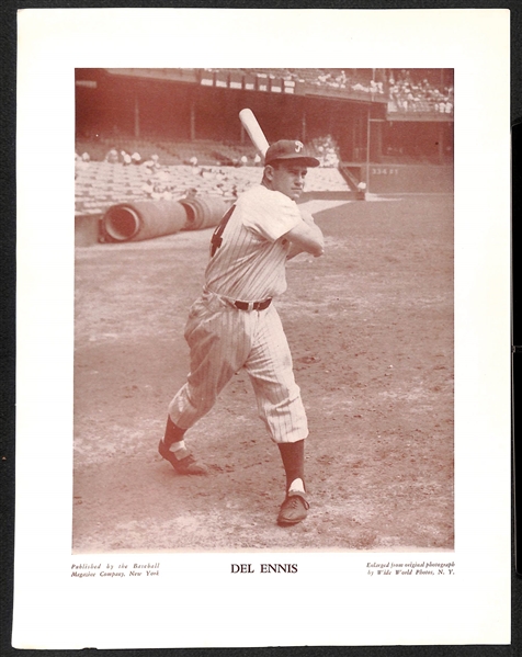 (7) c1940s M113 and/or M114 Baseball Magazine Phillies Photos w. Ashburn, Roberts, Ennis, Hamner, Arnovich, Mulcahy, Litwhiler