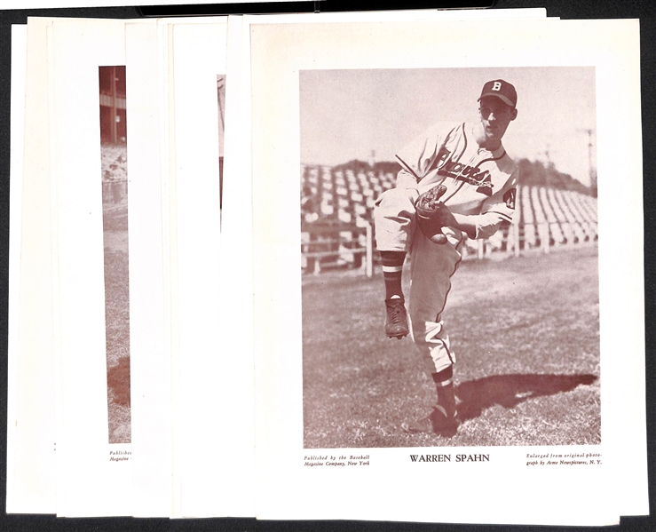(12) c1930s-40s M113 and/or M114 Baseball Magazine Photos w. Spahn, Mize, Doby, Boudreau, Arky Vaughan, +