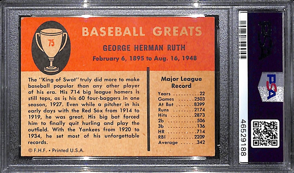 1961 Fleer Babe Ruth #75 Graded PSA 6