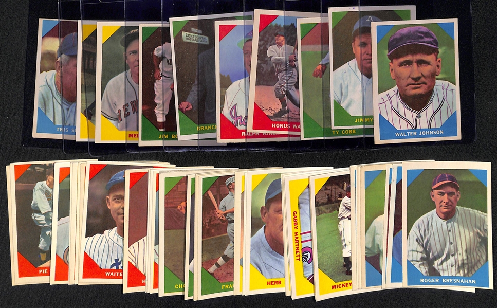 1960 Fleer Baseball Greats Partial Set (46 of 79 Cards) w. Cobb, Wagner, Foxx, W. Johnson
