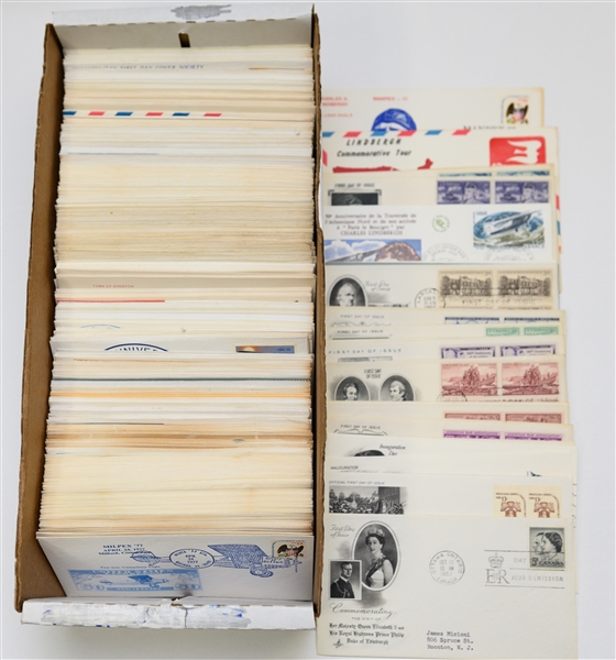 Lot of Approximately (400) First Day Covers (1950s-1980s) Inc. Charles Lindberg and Special Events
