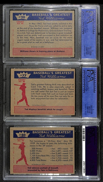 1959 Fleer Ted Williams Set - 79 of 80 Cards (Missing #68) w. 3 PSA Graded Examples