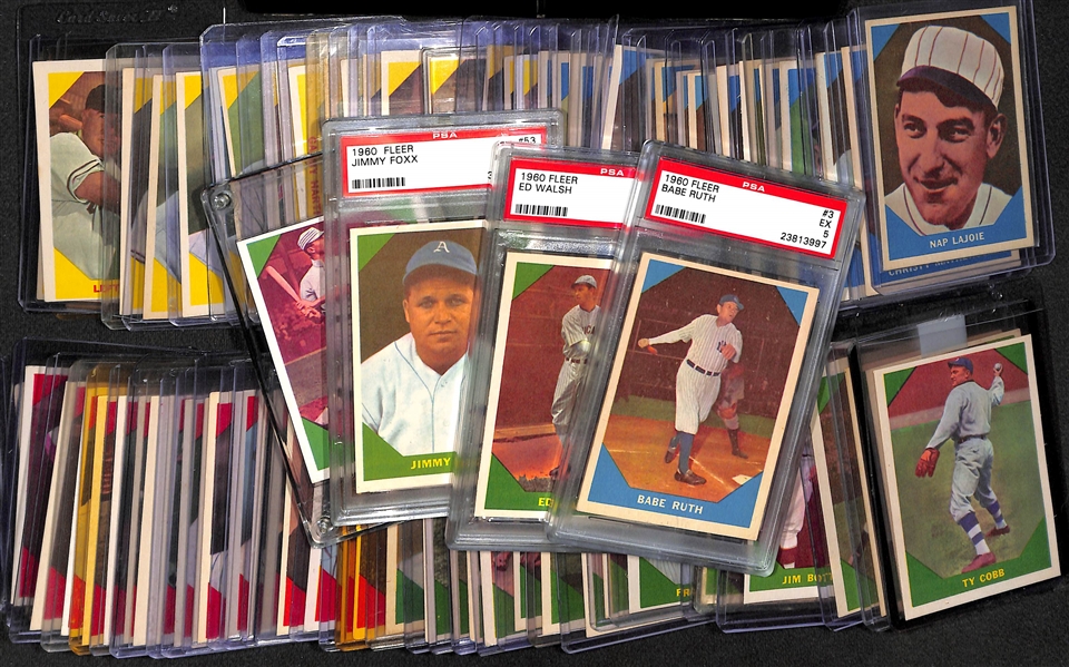 1960 Fleer Baseball Set 79 of 80 Cards w. 3 PSA Graded Cards - Babe Ruth PSA 5