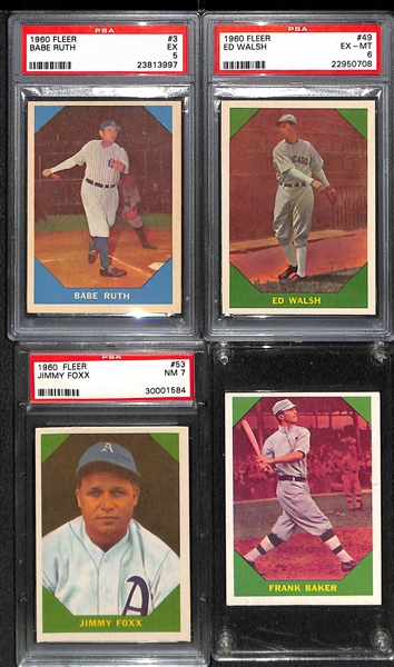 1960 Fleer Baseball Set 79 of 80 Cards w. 3 PSA Graded Cards - Babe Ruth PSA 5