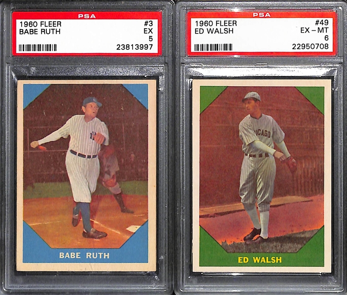 1960 Fleer Baseball Set 79 of 80 Cards w. 3 PSA Graded Cards - Babe Ruth PSA 5