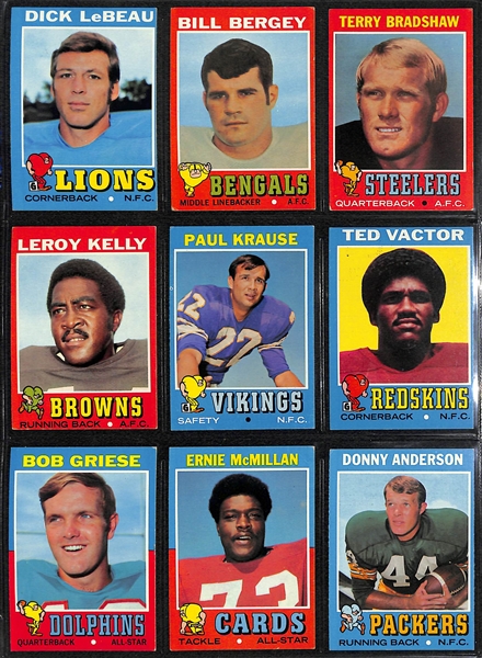 1971 Topps Football Complete Set of 263 Cards w. Bradshaw RC & Joe Greene RC
