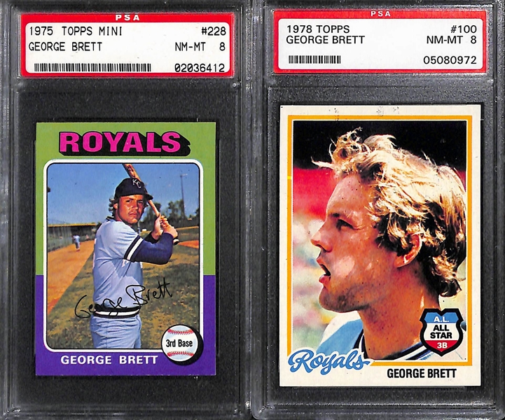 Lot of (6) PSA Graded George Brett Cards w. 1975 Topps Mini George Brett Rookie Card PSA 8