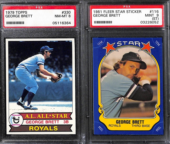 Lot of (6) PSA Graded George Brett Cards w. 1975 Topps Mini George Brett Rookie Card PSA 8