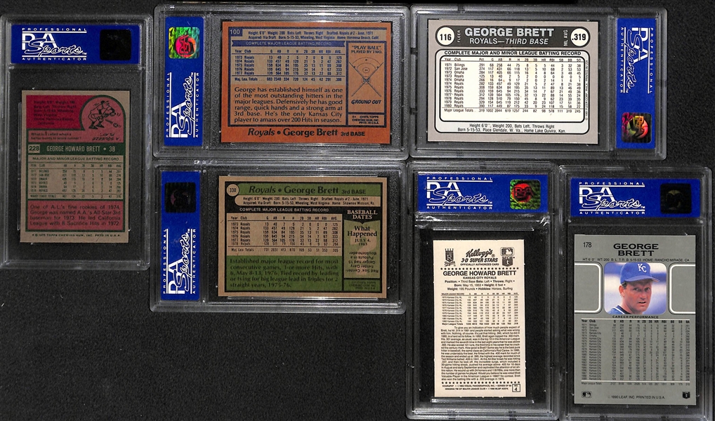 Lot of (6) PSA Graded George Brett Cards w. 1975 Topps Mini George Brett Rookie Card PSA 8