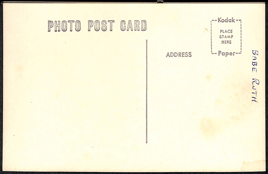 1950s-1960s Babe Ruth Real Photo Postcard Off Original Negative (From George Burke/George Brace)