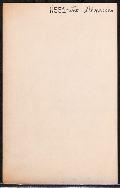 Rare Joe DiMaggio 5x7 1940s Type 2 Photo by Burke or Brace (N551 Notation on the Back)