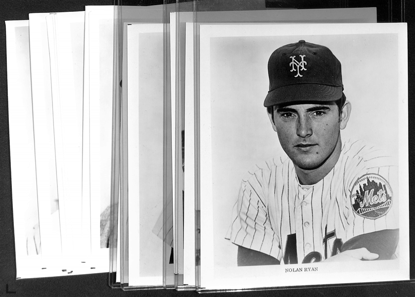 (16) Mets Team Issued Photos (Late 1960s or Early 1970s) w. RARE Nolan Ryan, Tom Seaver, Yogi Berra, Casey Stengel, Warren Spahn