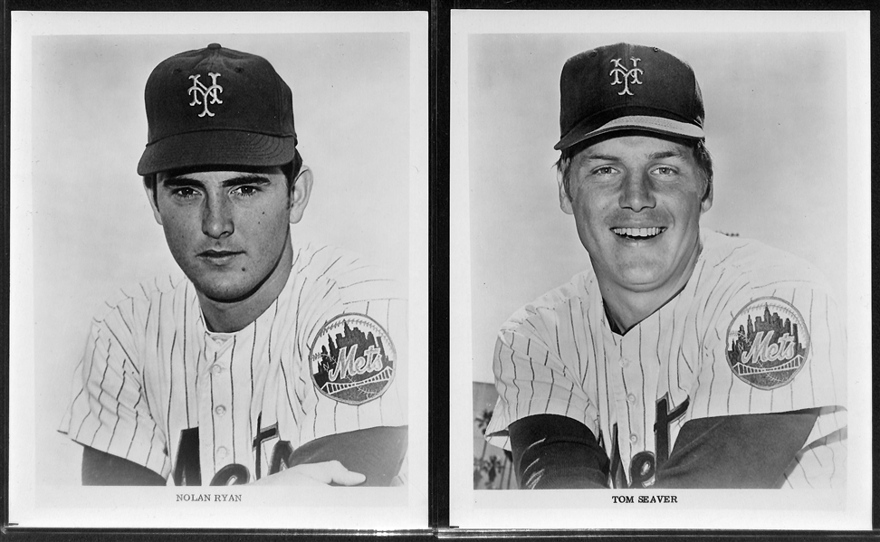 (16) Mets Team Issued Photos (Late 1960s or Early 1970s) w. RARE Nolan Ryan, Tom Seaver, Yogi Berra, Casey Stengel, Warren Spahn