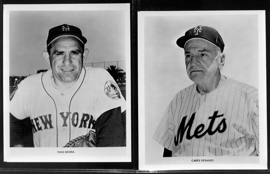 (16) Mets Team Issued Photos (Late 1960s or Early 1970s) w. RARE Nolan Ryan, Tom Seaver, Yogi Berra, Casey Stengel, Warren Spahn