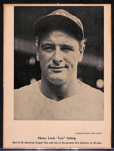 1946-49 W603 Sports Exchange Lou Gehrig Photo Card (Hand-Cut) - 6x8