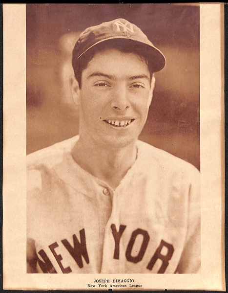 Joe DiMaggio Lot - 1946-49 W603 Sports Exchange, Baseball Magazine Supplement, Souvenir Photo 