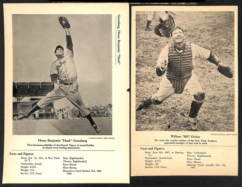 Lot of (10) 1946-49 W603 Sports Exchange Photo Card (Hand Cut) w. Greenberg, Dickey, Rizzuto, Lyons, +