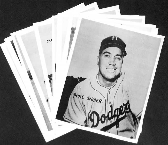 Lot of (12) Rare 1950s Brooklyn Dodgers 8x10 Souvenir Photos w. Campanella, Snider, Hodges, Reese, +