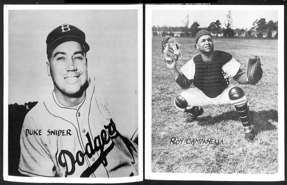 Lot of (12) Rare 1950s Brooklyn Dodgers 8x10 Souvenir Photos w. Campanella, Snider, Hodges, Reese, +