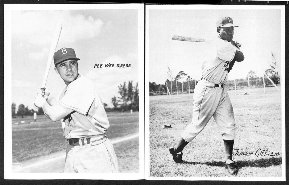 Lot of (12) Rare 1950s Brooklyn Dodgers 8x10 Souvenir Photos w. Campanella, Snider, Hodges, Reese, +