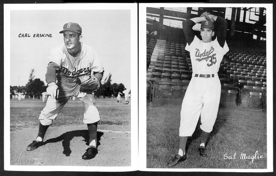 Lot of (12) Rare 1950s Brooklyn Dodgers 8x10 Souvenir Photos w. Campanella, Snider, Hodges, Reese, +