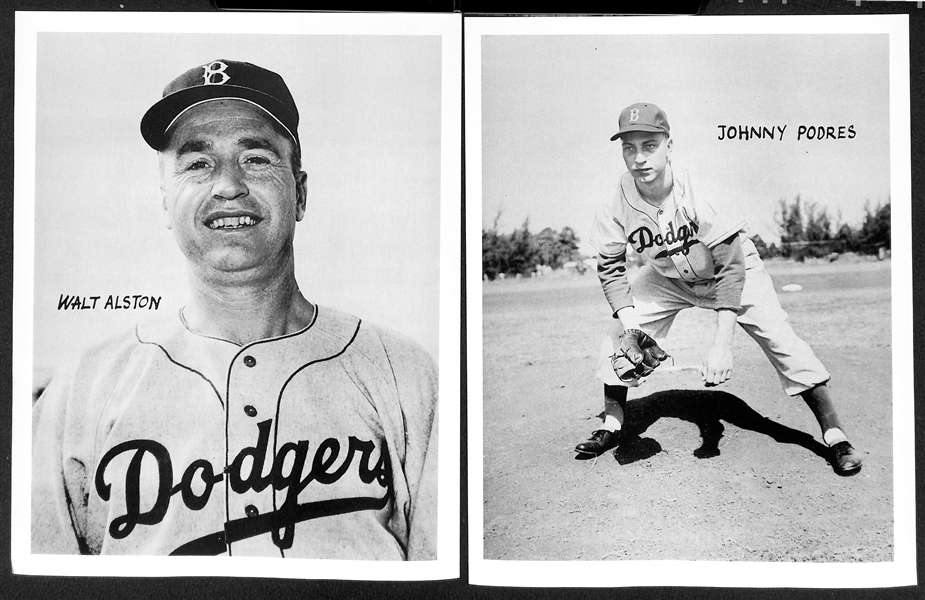 Lot of (12) Rare 1950s Brooklyn Dodgers 8x10 Souvenir Photos w. Campanella, Snider, Hodges, Reese, +