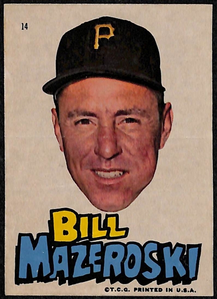 1967 Topps Pirates Stickers - Willie Stargell (#22), Bill Mazeroski (#14), and Bob Veale (#23)