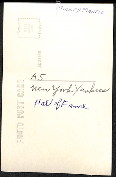 1950s-1960s Mickey Mantle Real Photo Postcard Off Original Negative (From George Burke/George Brace) - Some Creasing