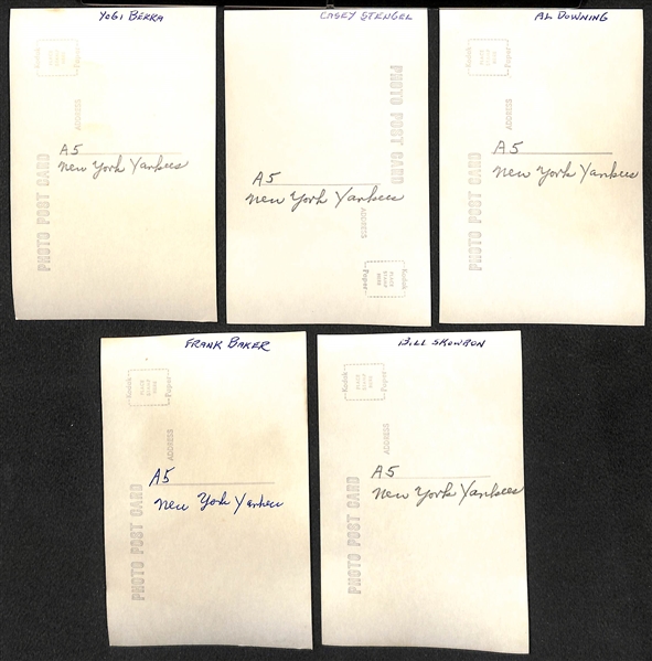 (24) Yankees Real Photo Postcards c. 1950s-60s Off Original Negatives (From Brace/Burke) w. Berra, Stengel, Downing, Frank Baker, Skowron, +