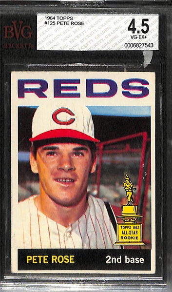 1964 Topps Pete Rose 2nd Year #125 Graded BVG 4.5