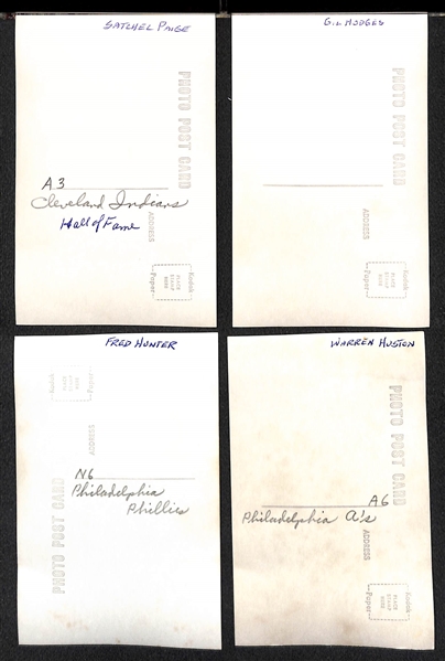 (30) Baseball Real Photo Postcards c. 1950s-60s Off Original Negatives (From Brace/Burke) w. Satchel Paige and Gil Hodges