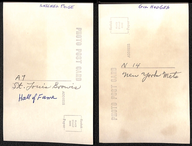 (30) Baseball Real Photo Postcards c. 1950s-60s Off Original Negatives (From Brace/Burke) w. Satchel Paige and Gil Hodges