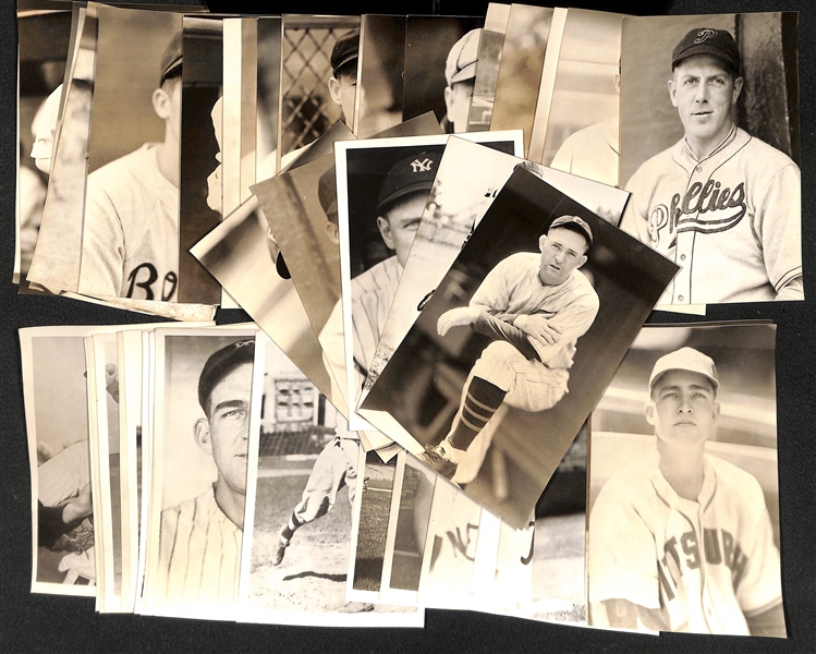 (30) Baseball Real Photo Postcards c. 1950s-60s Off (From Brace/Burke) w. Rogers Hornsby, Hal Chase, Wally Pipp