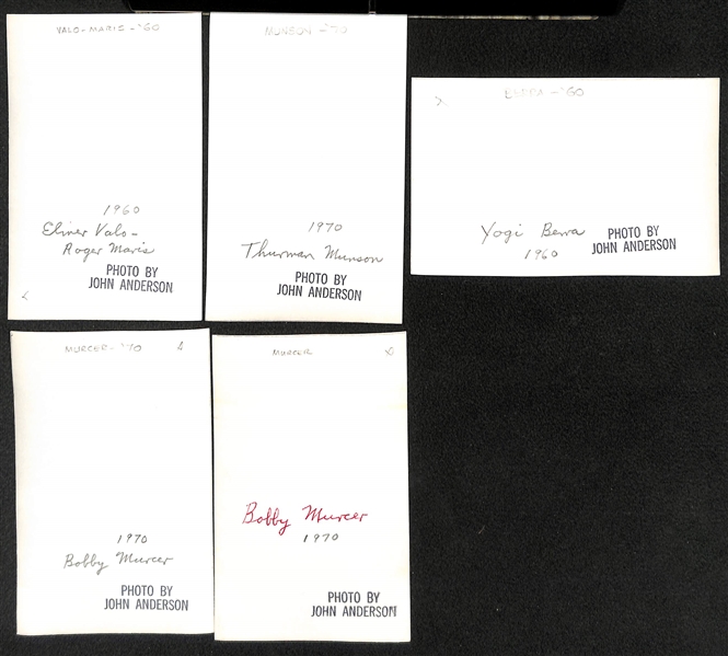 (8) Unique c.1960-70 Yankees 3.5 x 5.5 Photos Stamped By Photographer John Anderson (Berra, Munson, Maris, Murcer, +)  