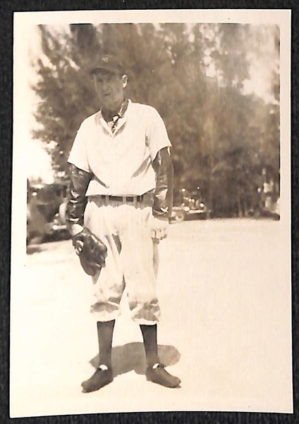 Lot of (5) Vintage Pocket Baseball Player Photographs w. Lefty Gomez, Jimmy Brown, Don Padgett, Bill Posedel, +