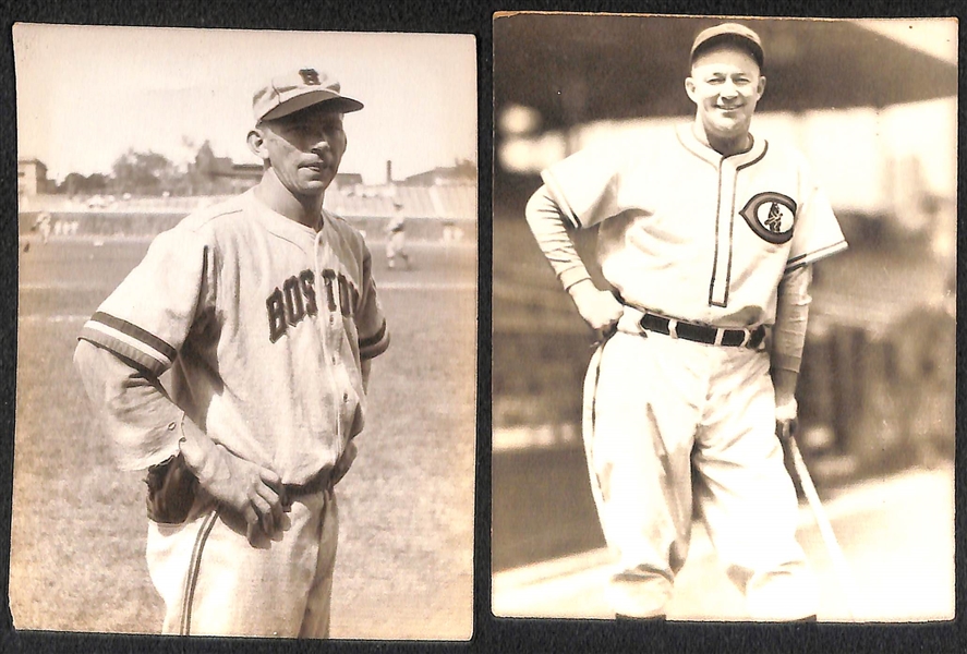 Lot of (5) Vintage Pocket Baseball Player Photographs w. Lefty Gomez, Jimmy Brown, Don Padgett, Bill Posedel, +
