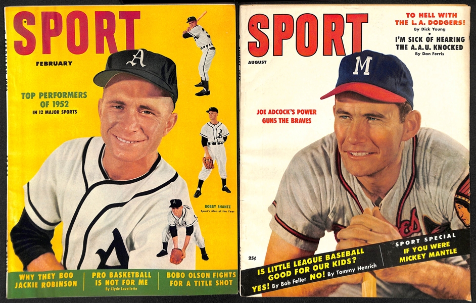 Lot of (13) 1950s Sport Magazine Editions w. Covers of Willie Mays, Rocky Marciano, AL Kaline, Eddie Mathews, + 