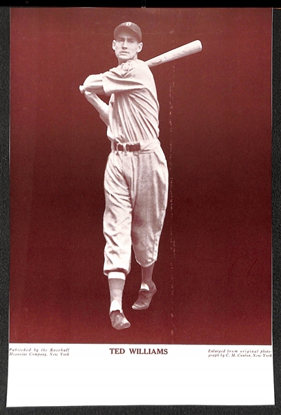 (40) Trimmed Vintage Baseball Magazine Supplement Photos w. Mickey Mantle, Ted Williams, Whitey Ford, Al Kaline