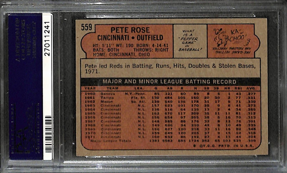 1972 Topps Pete Rose #559 Graded PSA 9