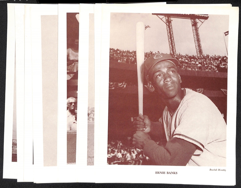 Lot of (20) Baseball Monthly Supplement Photos w/ Aaron, Banks, Ashburn, Mathews, Spahn, Killebrew, +