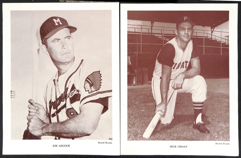 Lot of (20) Baseball Monthly Supplement Photos w/ Aaron, Banks, Ashburn, Mathews, Spahn, Killebrew, +