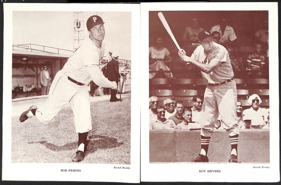 Lot of (20) Baseball Monthly Supplement Photos w/ Aaron, Banks, Ashburn, Mathews, Spahn, Killebrew, +