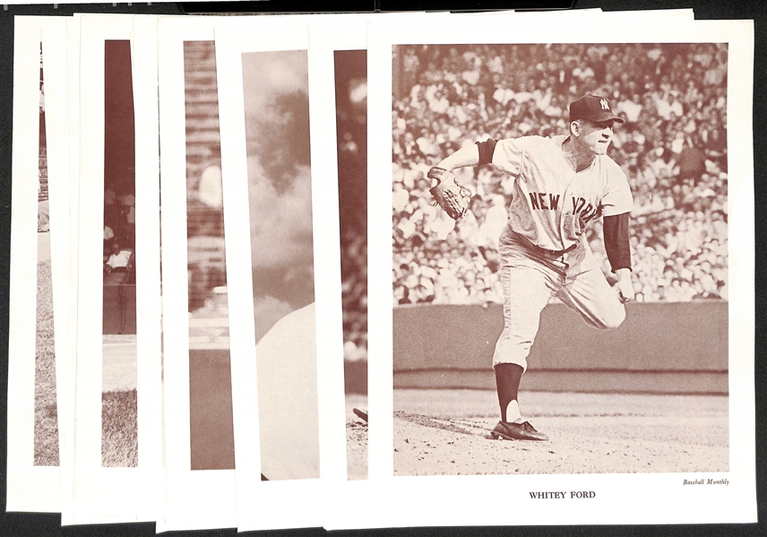 Lot of (20) Baseball Monthly Supplement Photos w/ Ford, Berra, Kaline, N. Fox, B. Robinson, Aparicio, Bunning, +