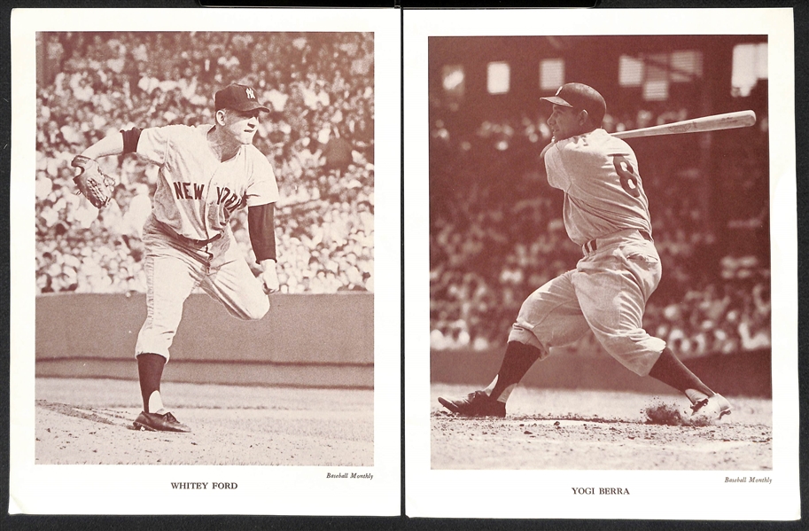 Lot of (20) Baseball Monthly Supplement Photos w/ Ford, Berra, Kaline, N. Fox, B. Robinson, Aparicio, Bunning, +