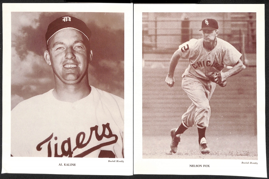 Lot of (20) Baseball Monthly Supplement Photos w/ Ford, Berra, Kaline, N. Fox, B. Robinson, Aparicio, Bunning, +
