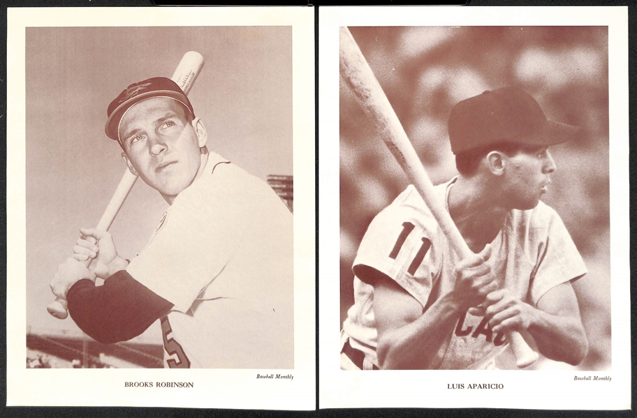 Lot of (20) Baseball Monthly Supplement Photos w/ Ford, Berra, Kaline, N. Fox, B. Robinson, Aparicio, Bunning, +