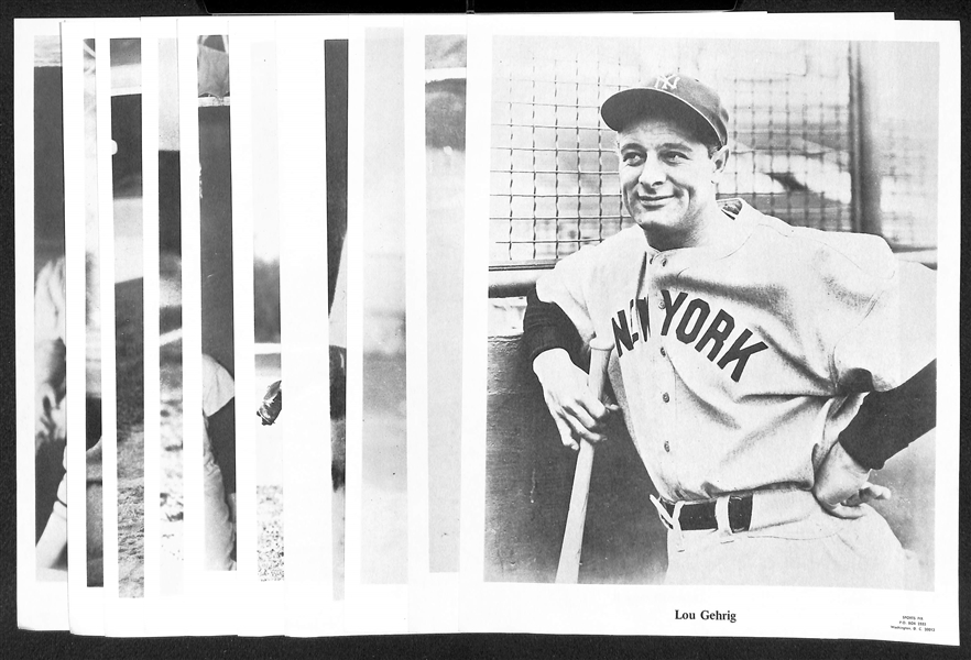 1960s Sports Pix Greatest Players of All-Time Baseball Photo Set (11) - Gehrig, Ruth, Cobb, Wagner, DiMaggio, +