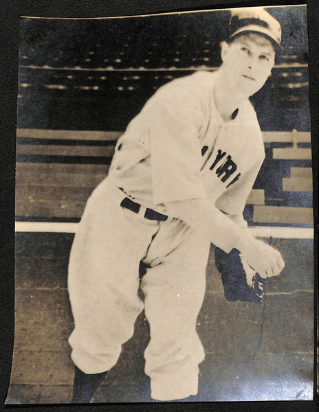 Lot of (6) Vintage Yankees Photos - Joe DiMaggio, McCarthy, Pearson, and (3) Don Wingfield Stamped (F. Makcosky, Beggs, W. Brown)